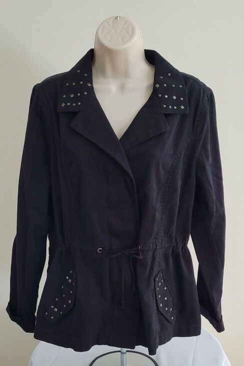 Relativity Jackets & Blazers - RELATIVITY Women's Tie Waist w/Bronze Metal Accents Black Outerwear Jacket-Sz Lg